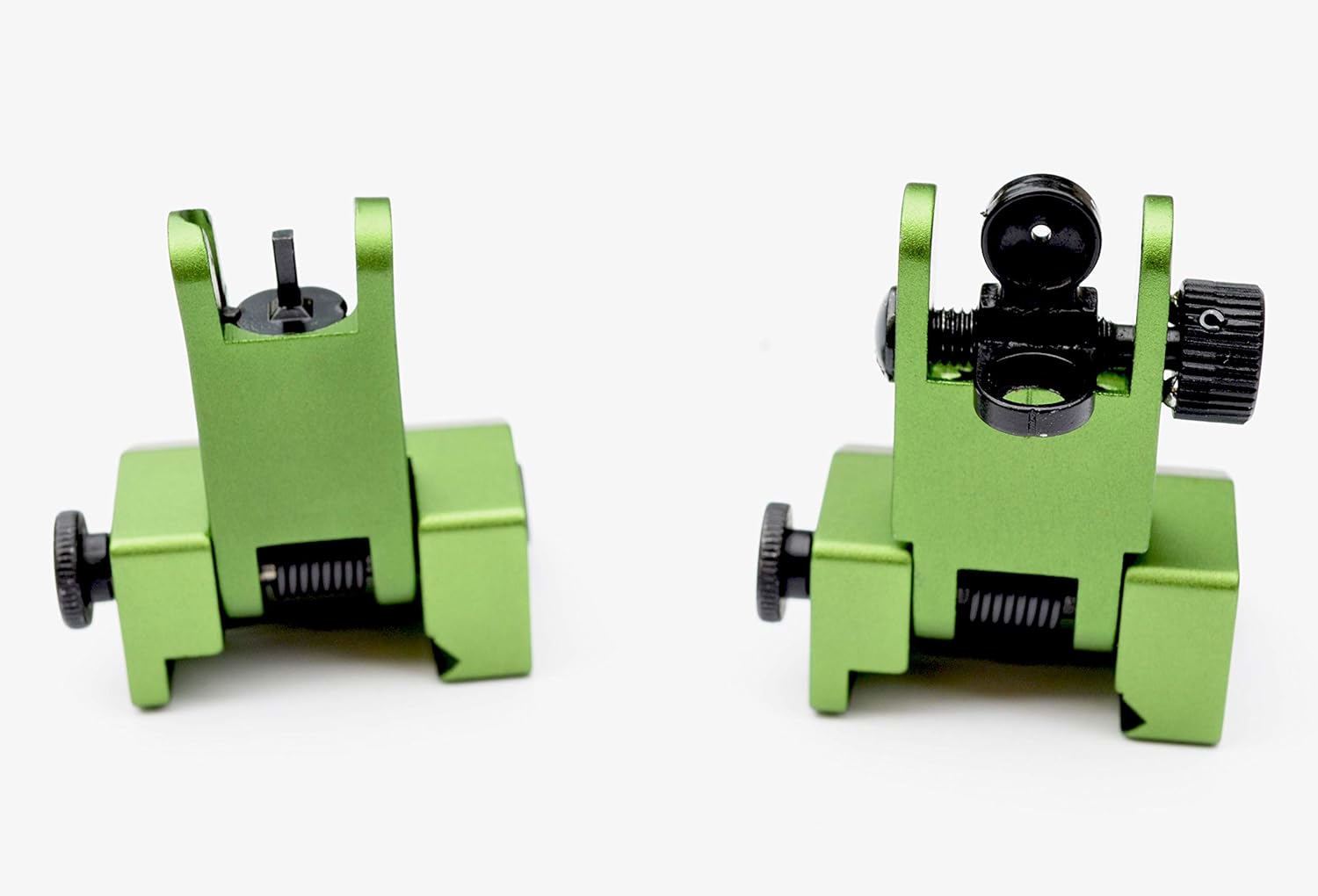 Rifle Back up Iron Sights with Picatinny BUIS 2 Piece Front and Rear Duel Aperture Anodized Green