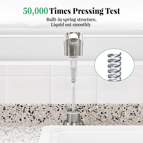 Miniatura 5 de SAMODRA Dispensador de jabón para fregadero de cocina, dispensador de loción, dispensador de ABS bomba incorporada, cabezal de níquel cepillado con