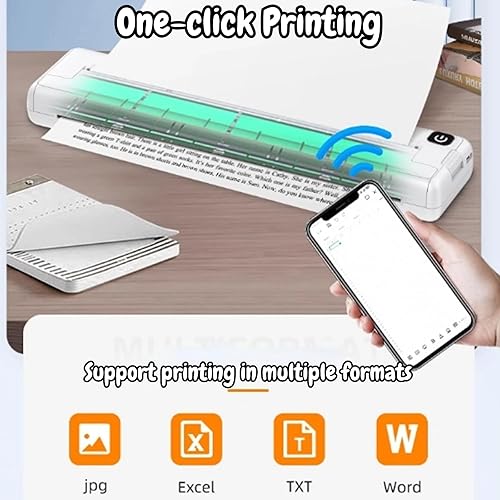 Miniatura 5 de VINGVO Impresora sin tinta, impresora inalámbrica portátil A4 de 200 ppp, impresora térmica Bluetooth móvil de 0.394 inS, impresoras portátiles