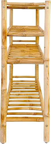 Miniatura 4 de ZEW - Zapatero apilable de bambú de ratán de 4 niveles, soporte para almacenamiento automático para armario, entrada, pasillo, baño
