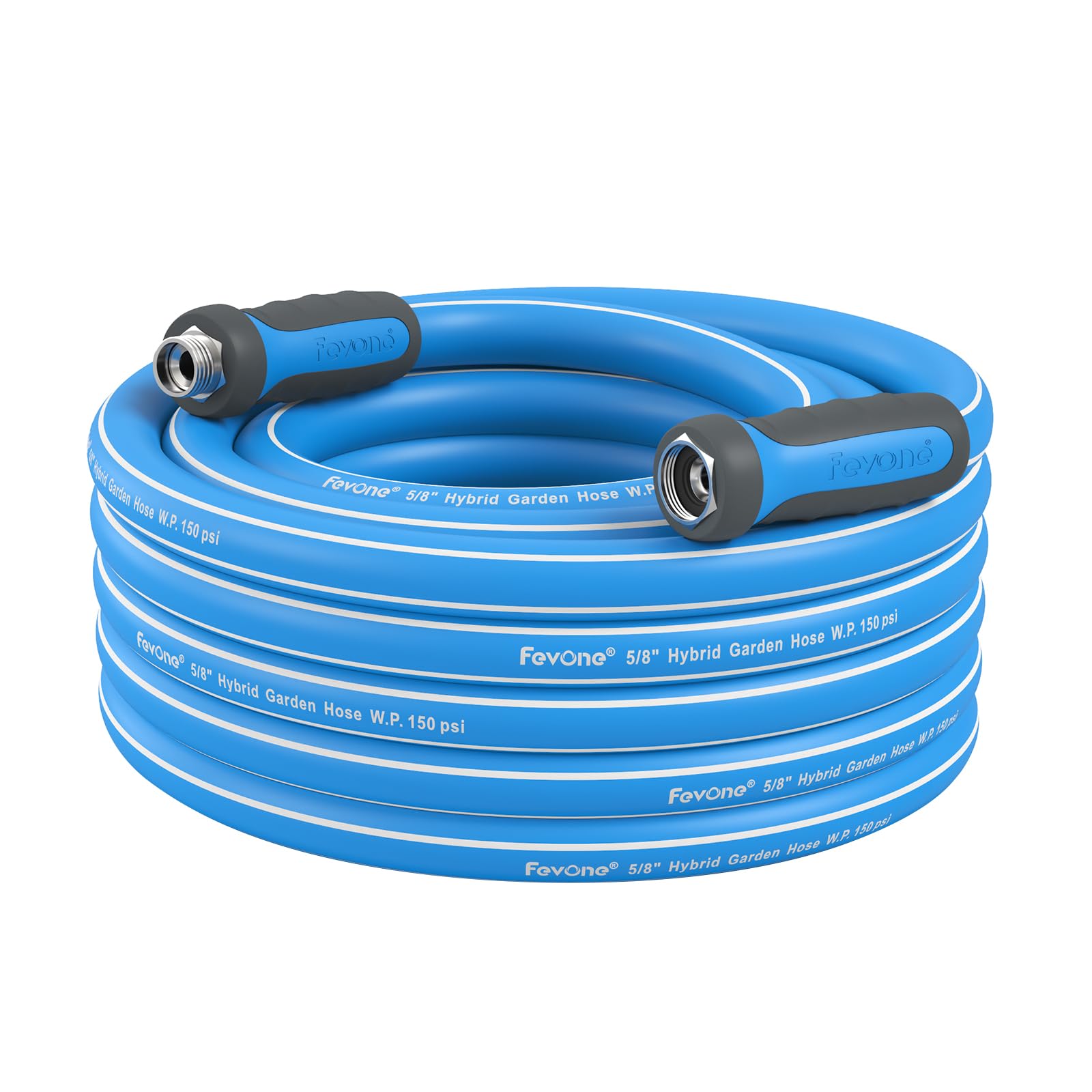 Fevone Garden Hose 35 ft x 5/8 ", Heavy Duty Water Hose with Rotatable Grip Handle, Easy to Connect, Fits Hoses/Pipes of All Replacement/Replaceable Parts, Solid Aluminum Fittings, 2 Years Warranty
