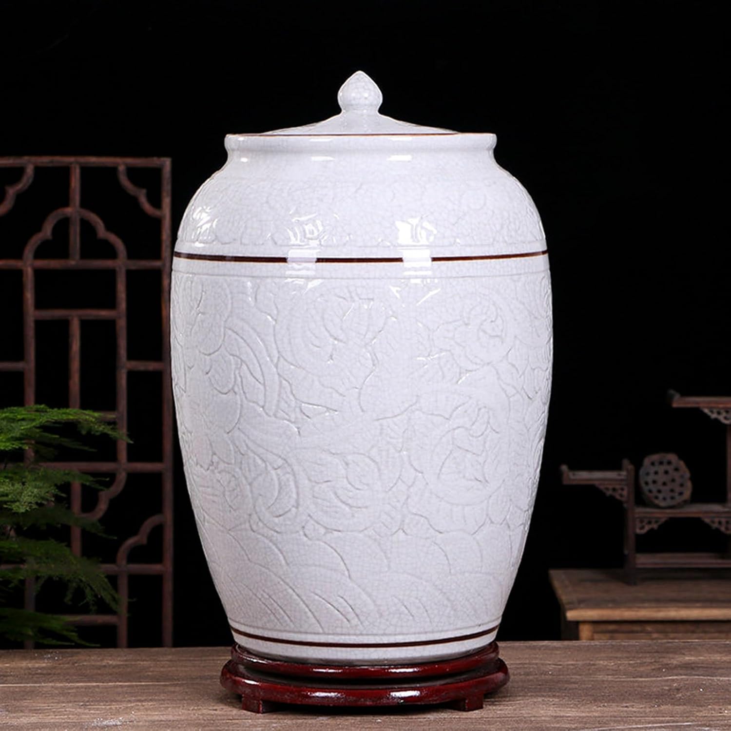 Ceramic Rice Container, Large Capacity,Food Storage Jars with Airtight Lid, Grain Storage Container, Perfect for Grains, Cereal, Sugar, Snacks(Shape 1,Small)