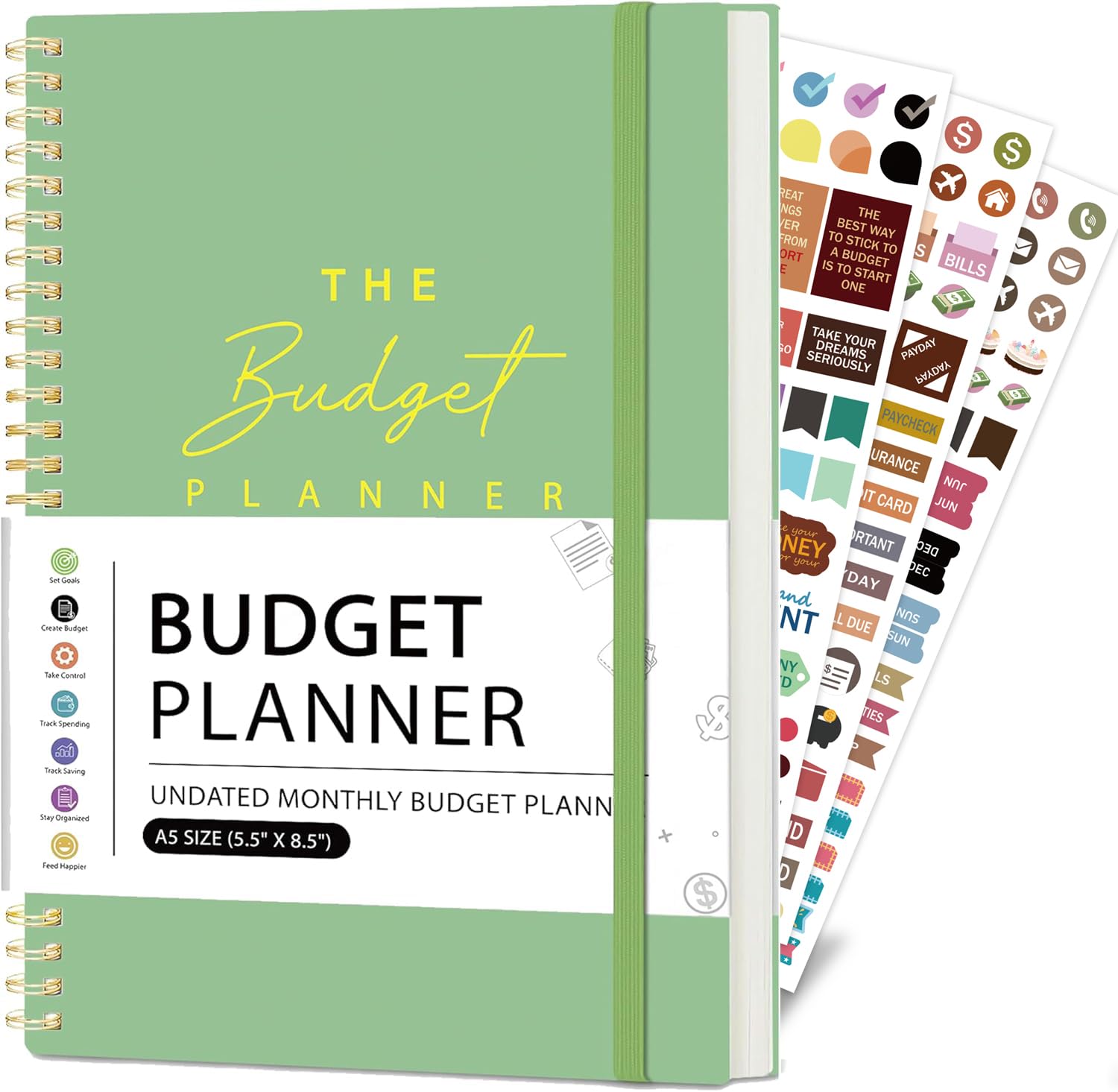 Budget Planner - Monthly Budget Book with Expense Tracker Notebook, 7.2" x 10", Undated Financial Planner＆Bill Organizer to Manage Your Money Effectively, For Families, Business, Pink