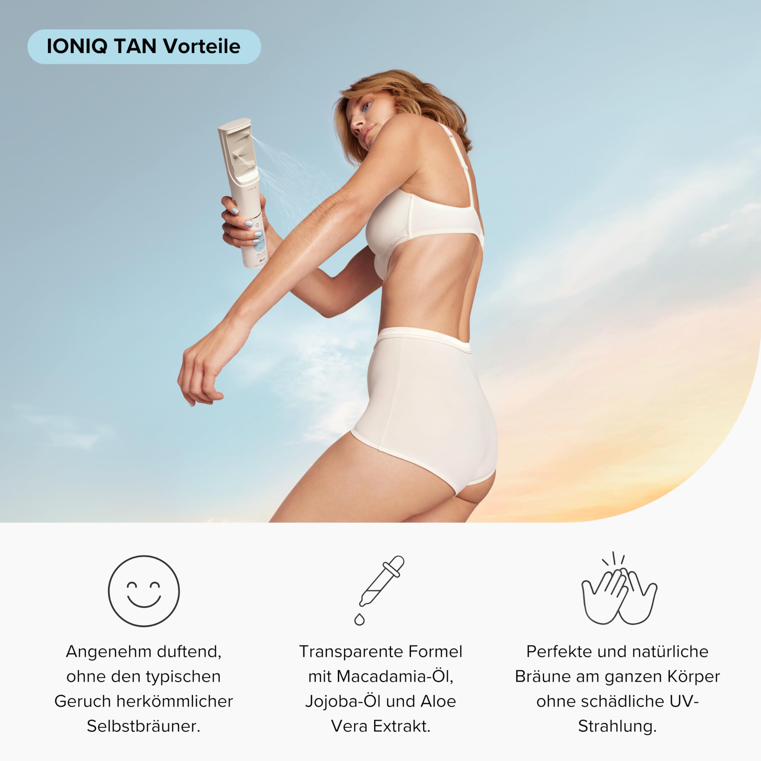 IONIQ TAN Dark Selbstbräuner | Natürlich aussehende Bräune in 3 Minuten für bis zu 14 Tage | Kartusche für den IONIQ ONE Sprayer | Streifenfrei & langanhaltend | Vegan & ohne Zusatzstoffe