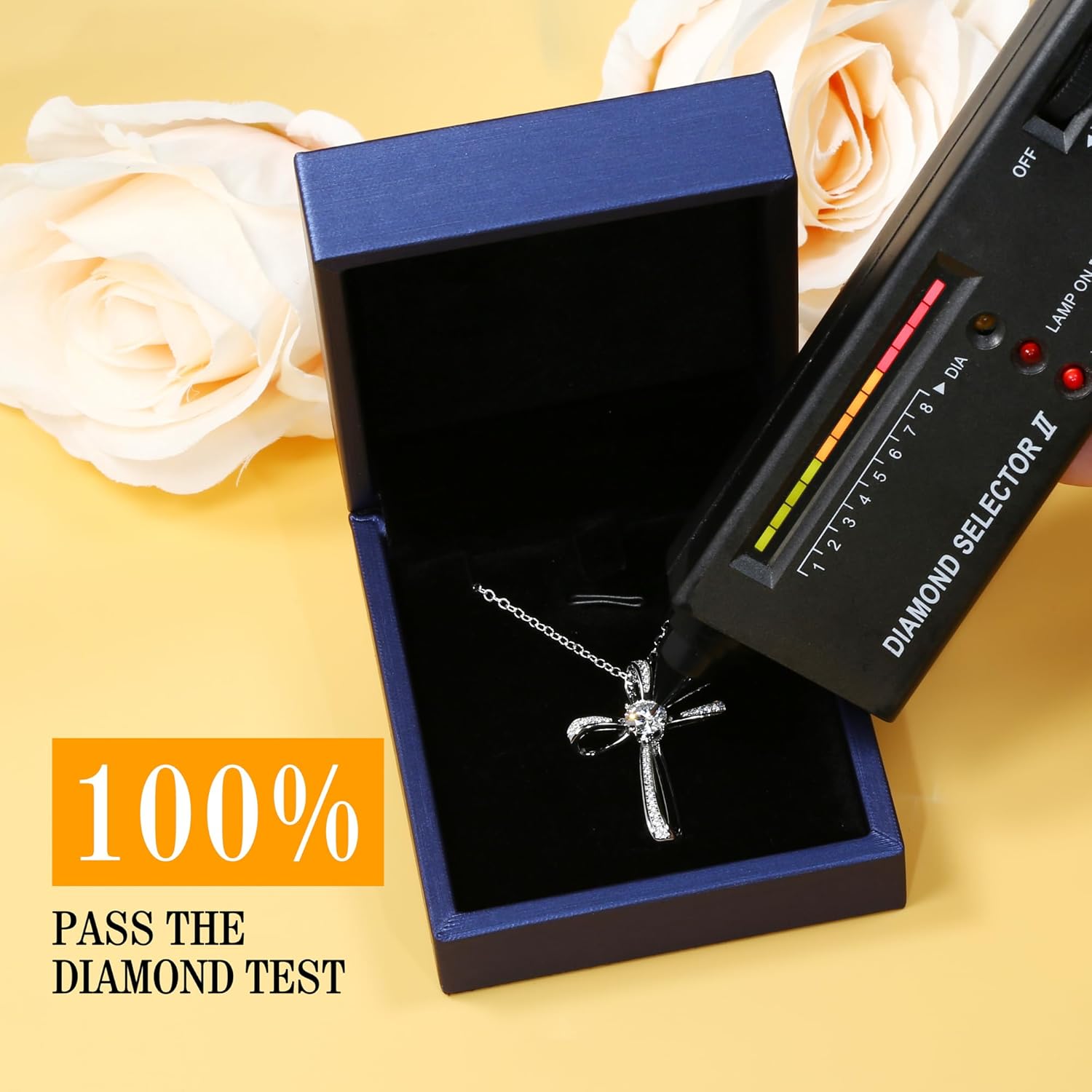 Moissanite Diamond Cross Necklace for Women, Lab Diamond Crucifix Pendant S925 Sterling Silver, Infinity Cross Jewelry Birthday Gift for Lady Mom Wife