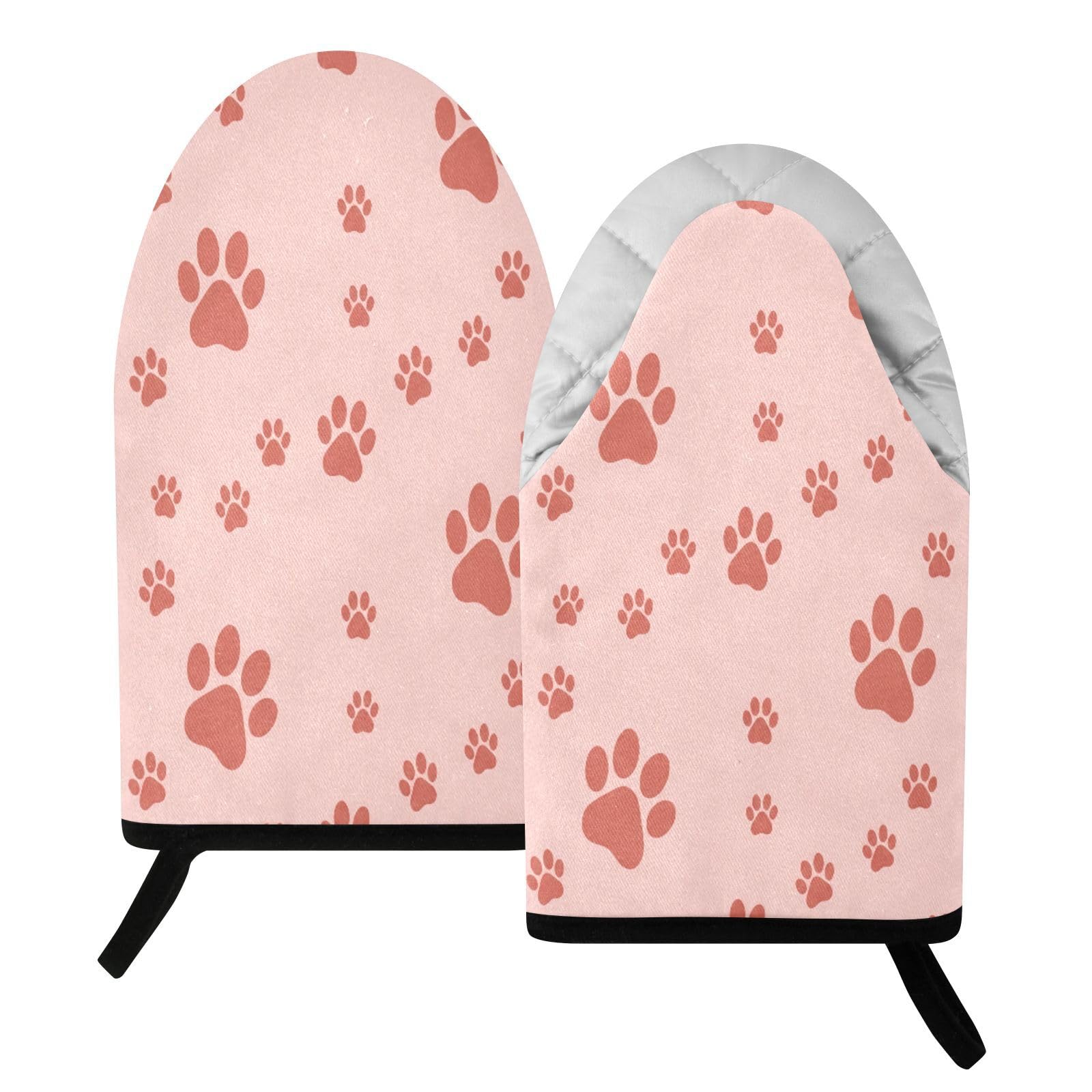 BURSTDDY Paw Prints Oven Mitt,Heat Resistant Kitchen Mitts for Cooking