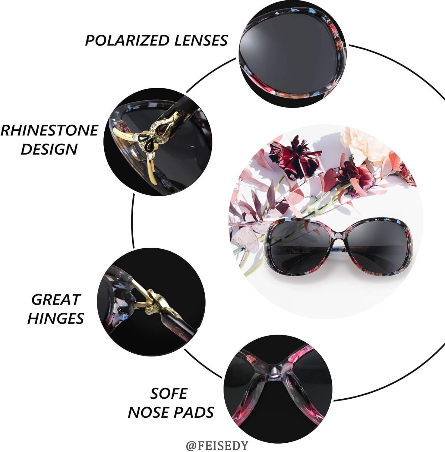 FEISEDY Women Oversized Polarized Sunglasses Ladies Large Shades Classic Fox Sunglasses B2730 - Image 5