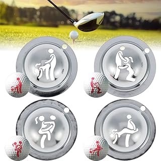 4Pcs Golf Ball Marker Stamp Stencil Custom for Men, Stencil Stainless Steel Golf Ball Marker Stencil Golf Marker Ball Marker Funny Golf Ball Marker Stamper Alignment Drawing Tool 6cm