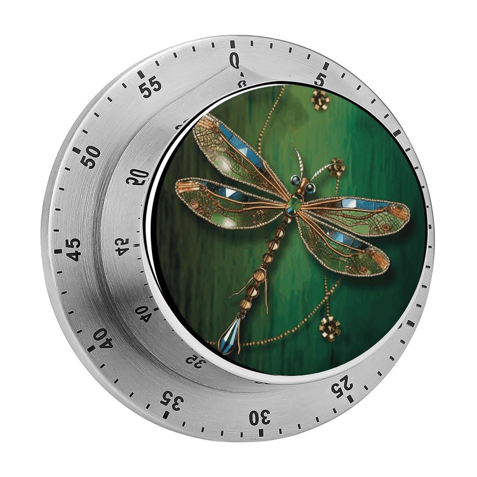 Jewel Dragonfly Timers Adsorbable Stainless Steel Kitchen Timer Loud 60 Minute Visual Timer Portable Manual Countdown Timers Alarm Clock Time Management Tool for Home Work
