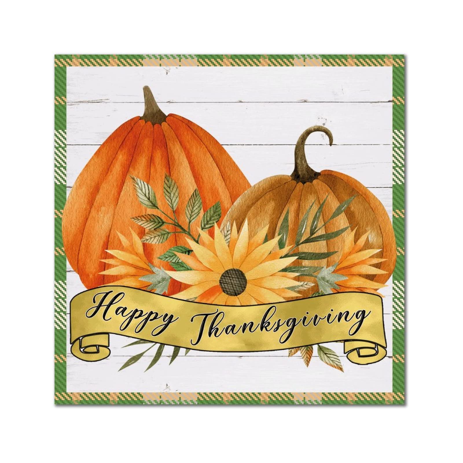 Panneau bois Thanksgiving citrouille décoration vintage maison salon 30cm