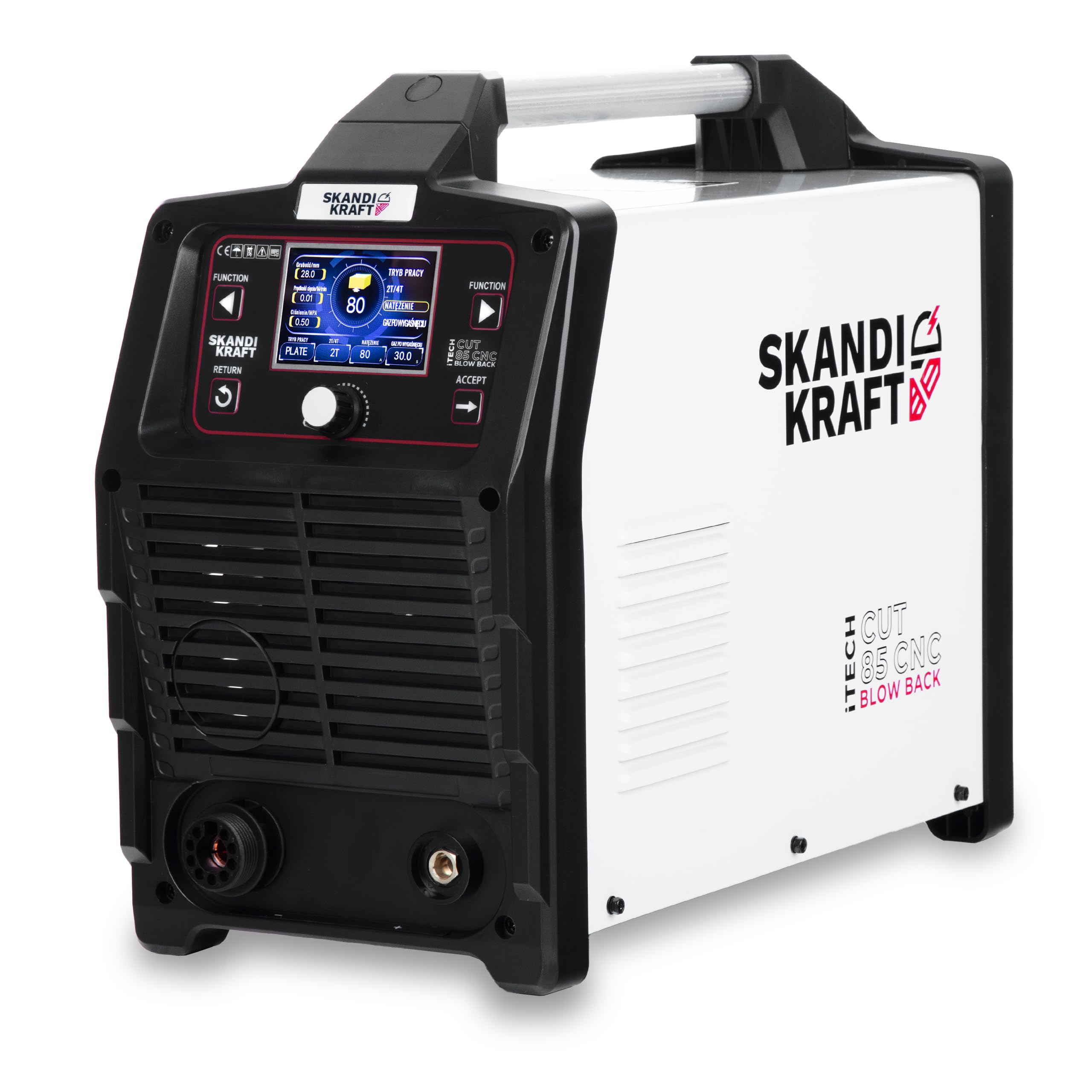 Taglierina al plasma 400 V 85 A CNC | SKANDI KRAFT iTECH CUT 85 Plasma Cutter con accensione Blow Back & Synergic | Saldatrice industriale al plasma 42 mm di spessore di taglio | Saldatura al plasma