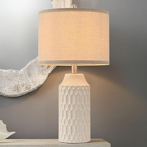 Miniatura 3 de Juego de 2 lámparas de mesa de cerámica modernas de 22 pulgadas para sala de estar, juego de lámparas altas para mesita de noche, juego de dos