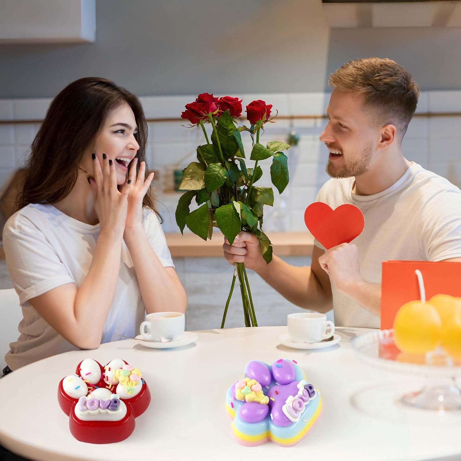 Gytera 2pcs Valentines Love Cat Paw Squishies Squeeze Toys, Fidget Sensory Toys for Kids with Autism Party Favors for Kids Valentines Day Gifts for Him Her