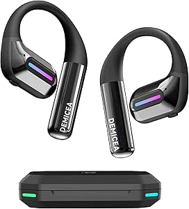 True Bone Conduction Headphones,Open-Ear Headphones,Up to 30H Playtime with Charging Case,Aurora Mode(RGB Light) IP54 Water-Resistant, AAC/SBC,Perfect for Night Running and Cycling asin的图片