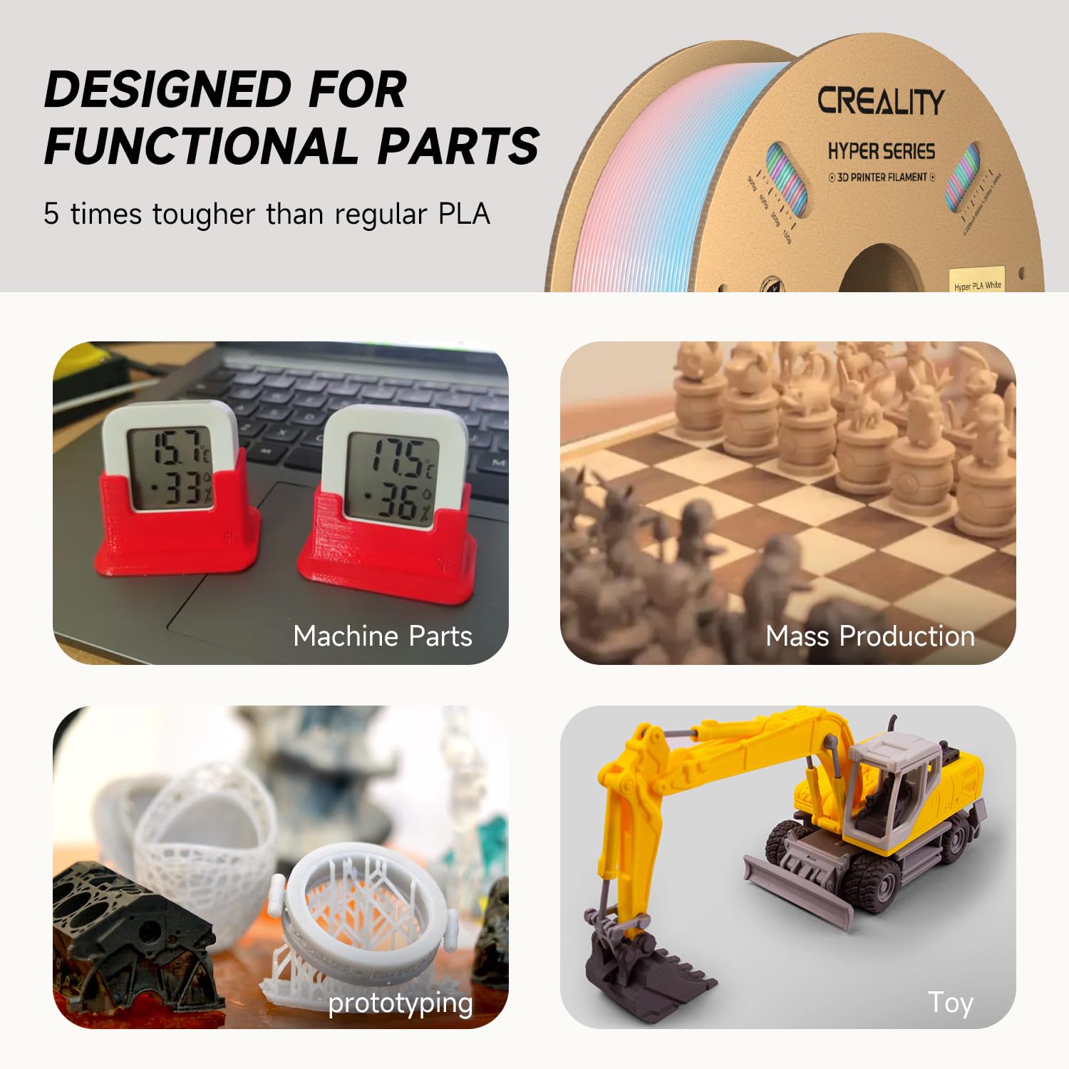 Creality Hyper PLA Rainbow Filamento 1.75 mm 2 KG per Stampante 3D, per stampa ad alta velocità 30-600 mm/s, Precisione Dimensionale +/-0.03 mm, 1 KG/Bobina (Arcobaleno-Gradiente Lago)