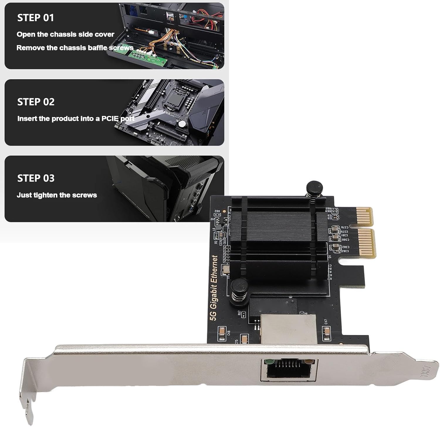 PCIeネットワークアダプター、5Gbps高速PCI Expressイーサネットカード