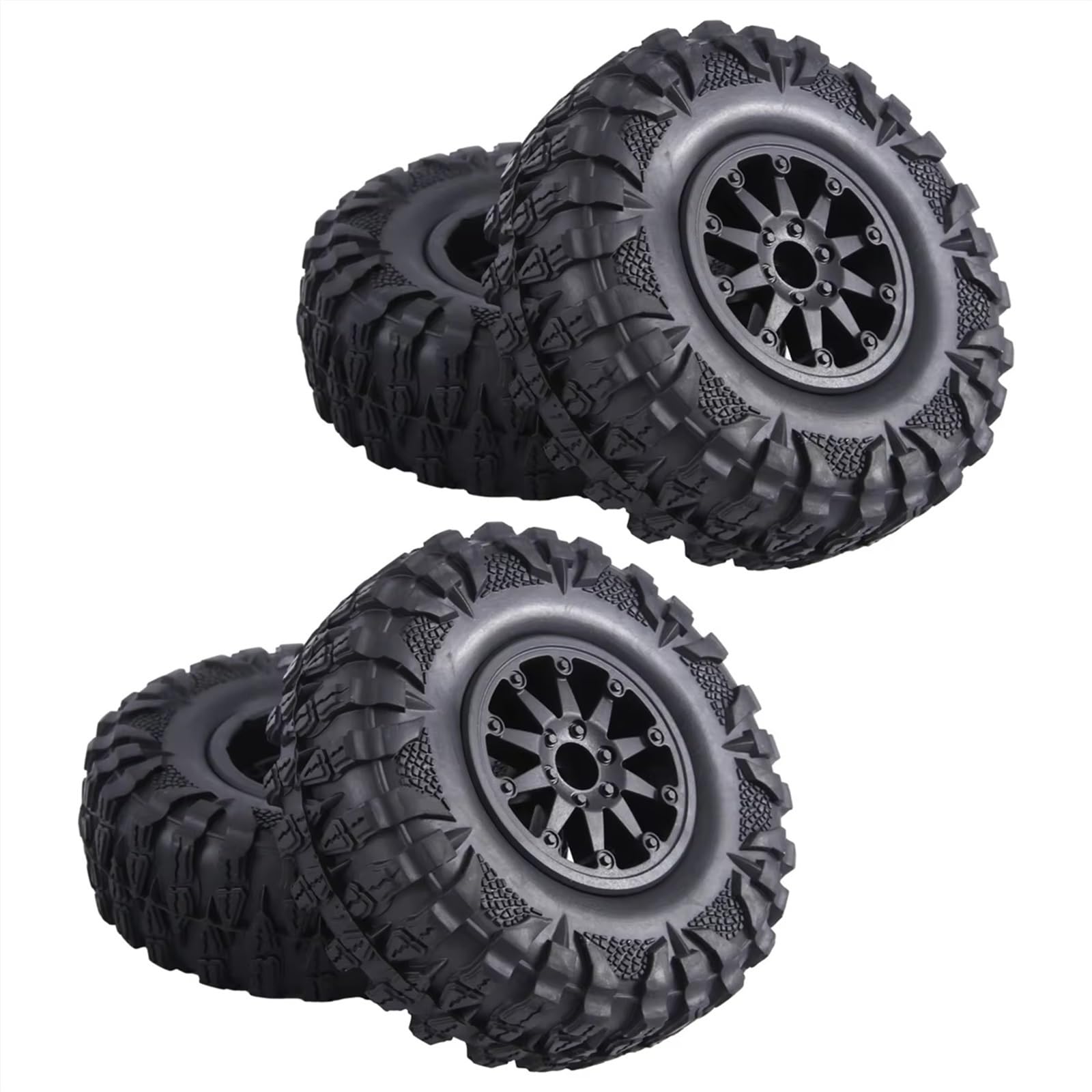 RC Buggy Gummi Reifen Für 1/10 RC Für Rock Crawler 4 Stück 2, Zoll Nylon-Kunststoff-Beadlock-Rad,72 Zoll/120 Mm Reifen Mit 12 Kombinator-Sechskant