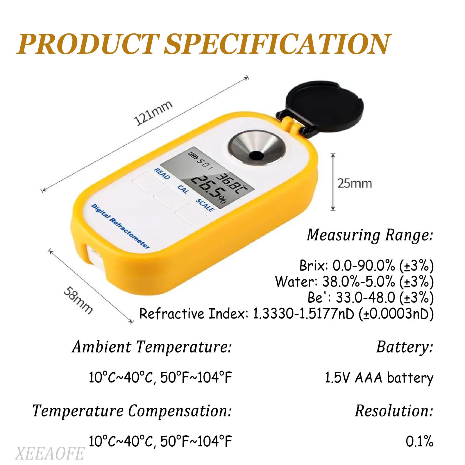 Tester Refrigerante Rifrattometro, Tester Digitale Manuale per Tester di Scarico Diesel Autoveicolo Autoveicolo, Intervallo di Scala 0‑90%