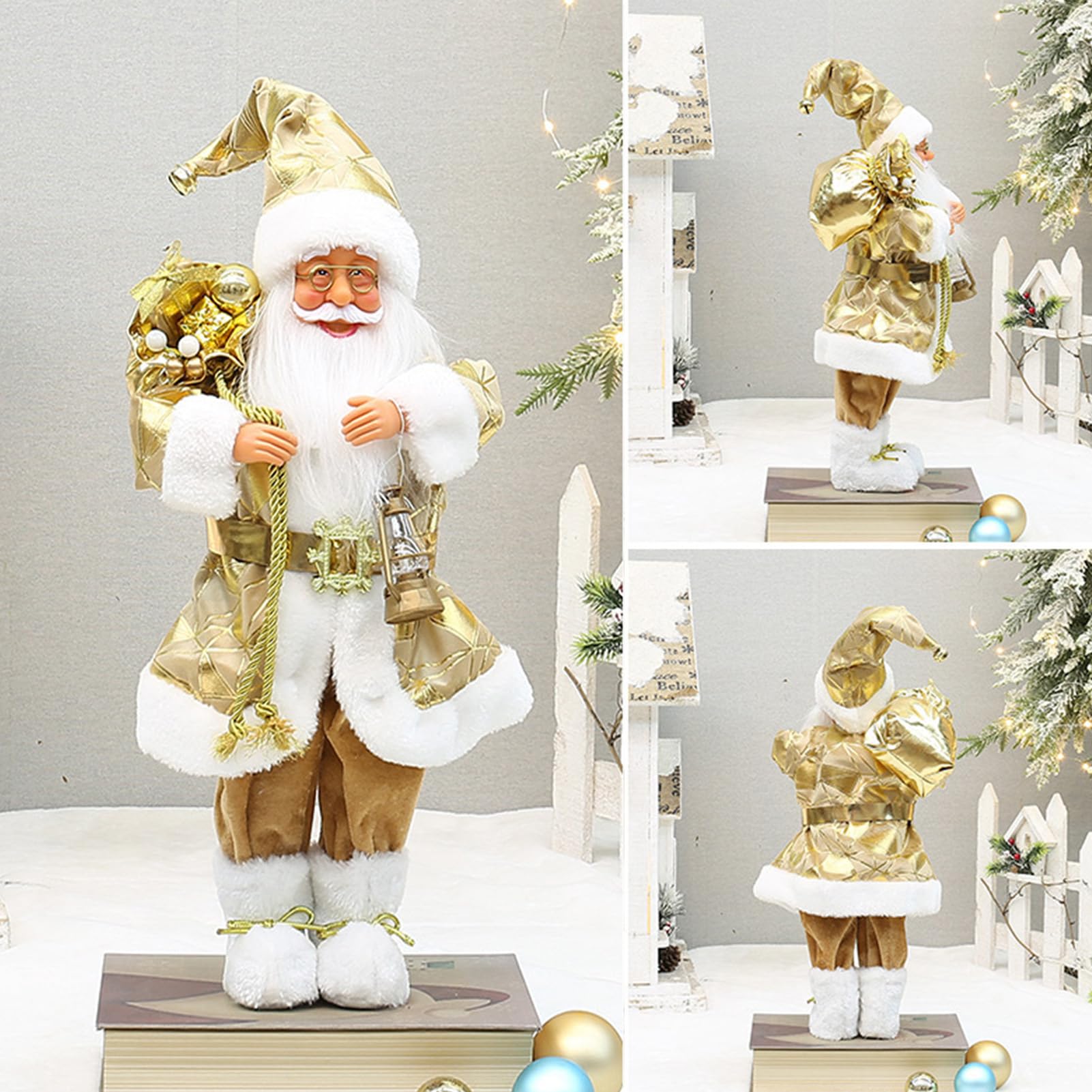 Estatua De Papa Noel Figura De Pie De 46 Centímetros | Figura Tradicional De Pie De Santa Claus Navideña Para Estante, Mesa, Escritorio, Ventana, Chimenea, Familia, Amigos,