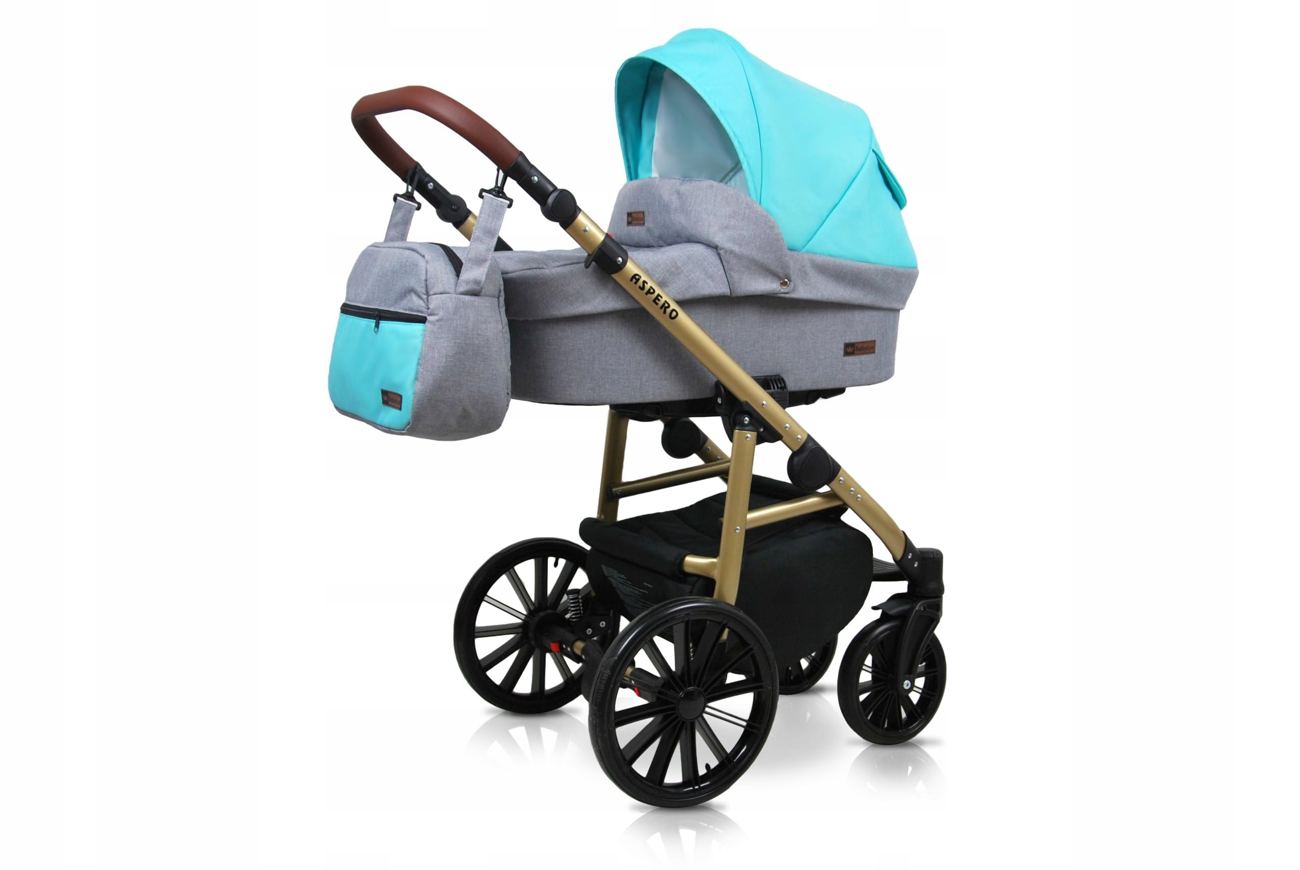 BabyLux® Wózek dziecięcy kompletny zestaw 4 w 1 - Aspero - w tym gondola dla niemowląt, wędka, fotelik samochodowy, podstawa ISOFIX - system kombinowany dla niemowląt, z torbą do przewijania itp.