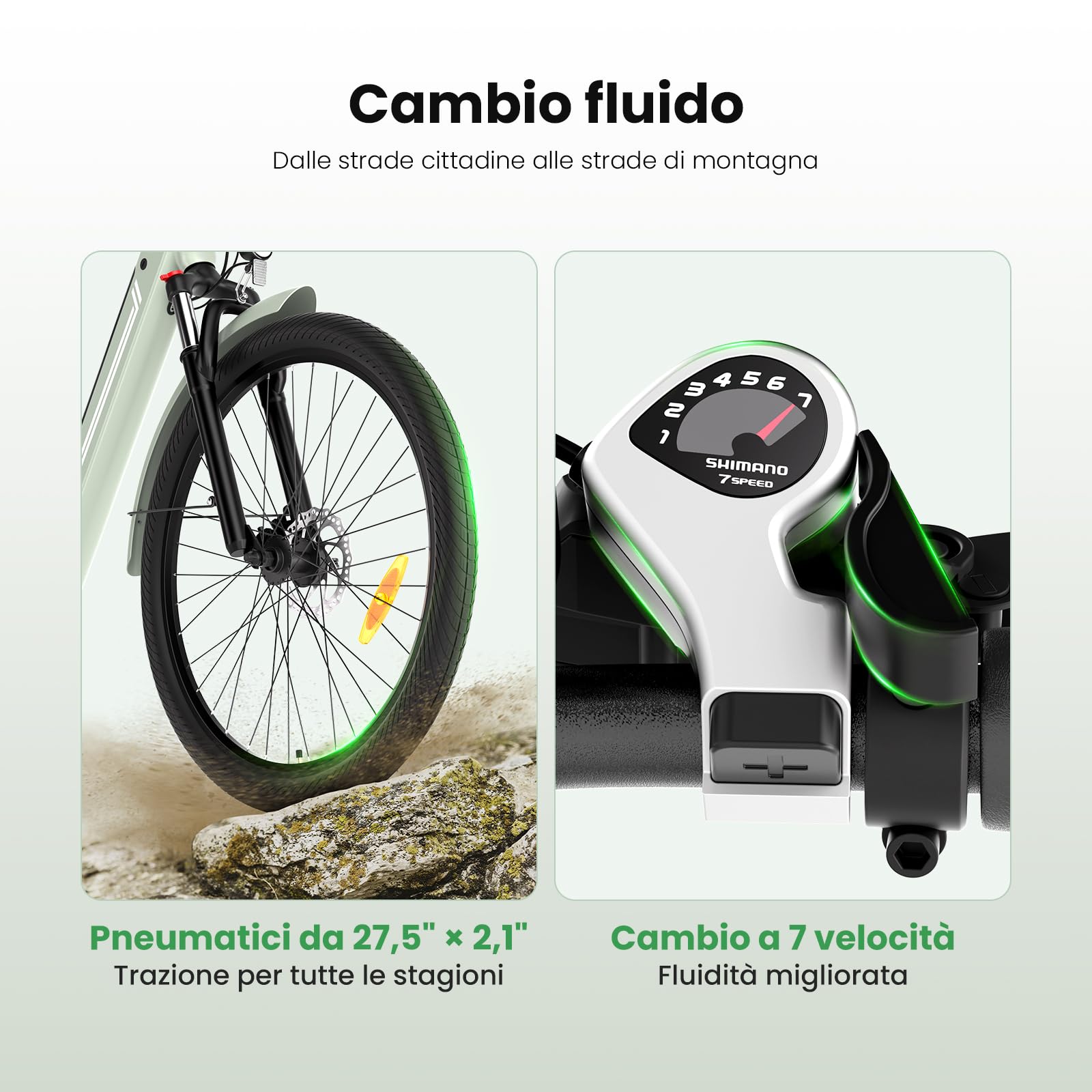 Bici elettrica donna 250 W Motore, Pneumatici da 27.5" E-bike Per Pendolari Urbani, 36V 15.6Ah Batteria Rimovibile, Autonomia di 100 km, 7 Velocità