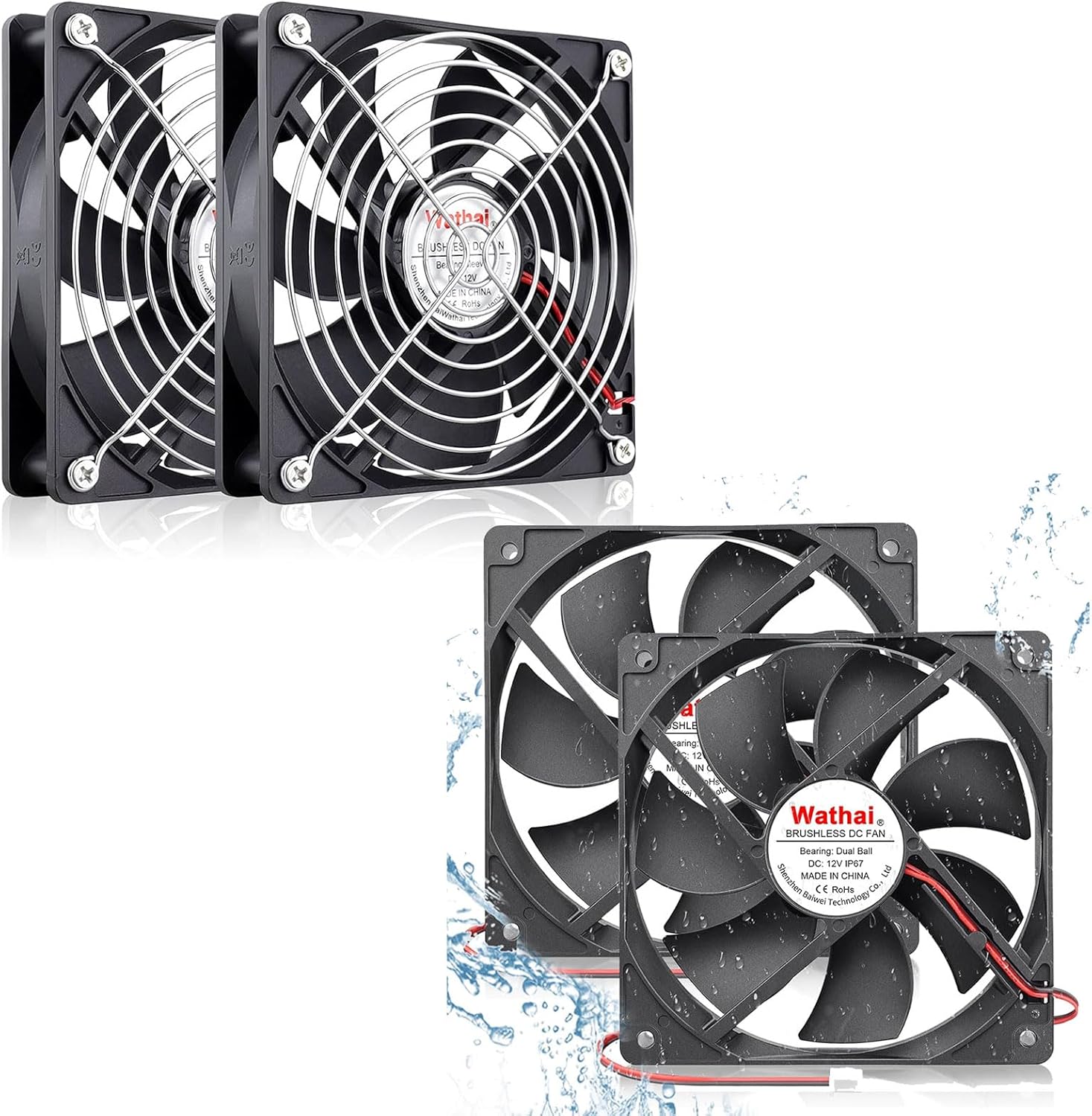 Wathai 120mm x 25mm 12V Computer Case Cooling Fan 12 Volt 2Pin High High Performance DC Fan 2 Pack