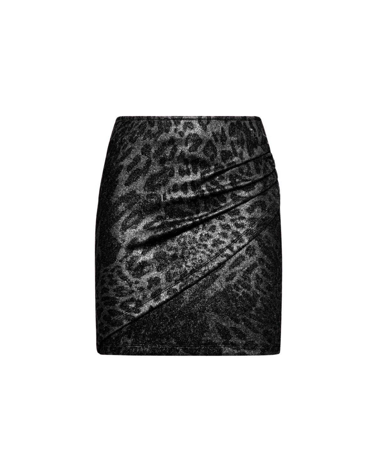 Minigonna drappeggiata con stampa animalier