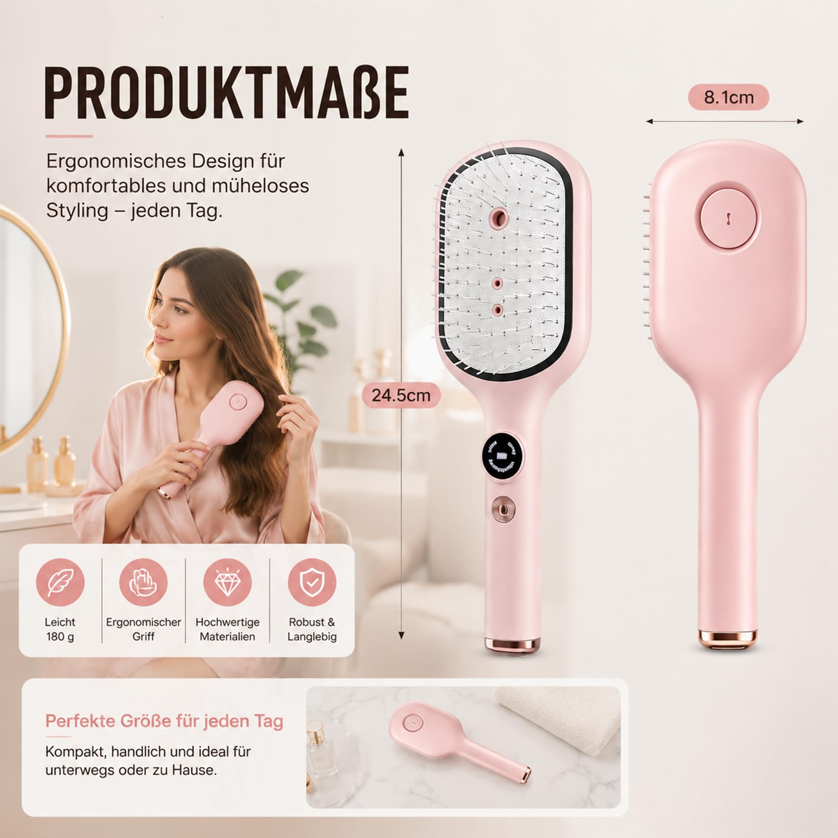 Electric Spray Air Cushion Massage Comb, 2026 NEU 3-In-1 Kopfhaut Massagebürste Elektrisch,Wiederaufladbar mit Wassernebelfunktion für Lockiges, Nasses und Trockenes Haar (Schwarz)
