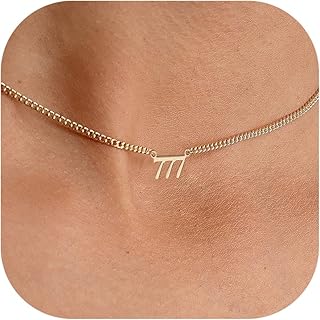 Angel Number Necklace, Dainty 14K Gold Plated Number Pendant Necklace Simple Personalized Necklaces for Women Trendy Gold Choker Necklaces for Woman Fashion Non Tarnish Jewelry for Women