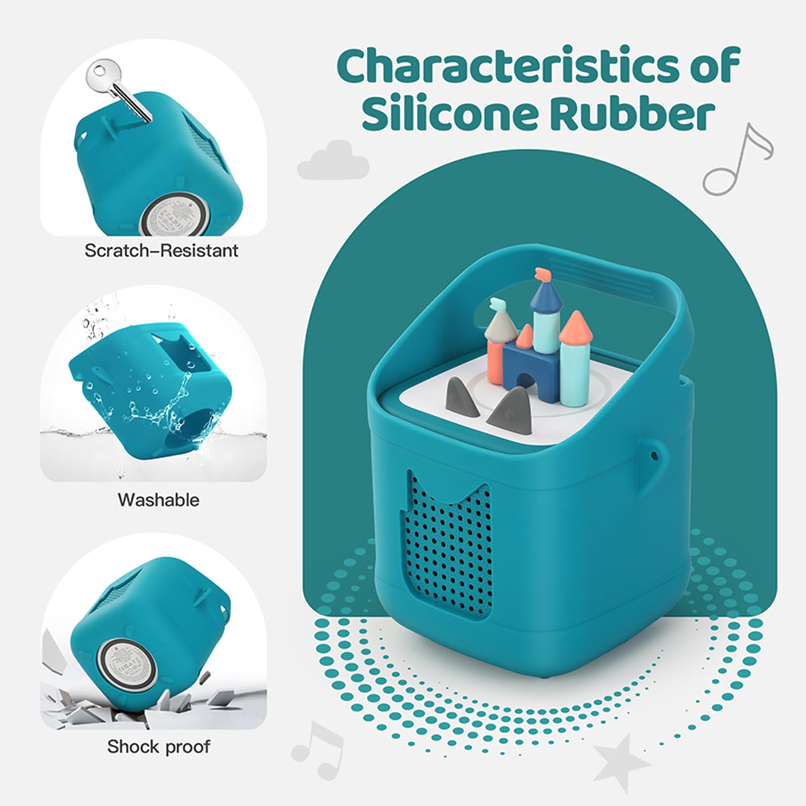 Silikon-Schutzhülle für Toniebox 2 Audio-Player, stoßfest, rutschfest, Schutzhülle für Toniebox 2. Audio-Player, weiche Schutzhülle mit Griff und Schultergurt, Grün
