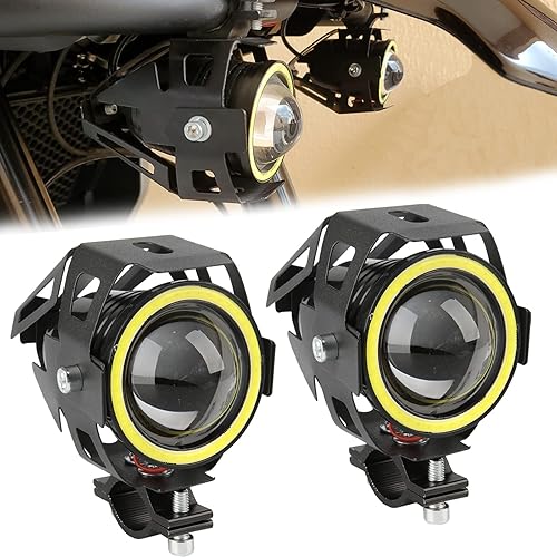 DREAMIZER 2 proyectores LED U7 para motocicleta, luz antiniebla delantera con halo de ojo de ángel blanco, se adapta a motocicleta, automóvil,