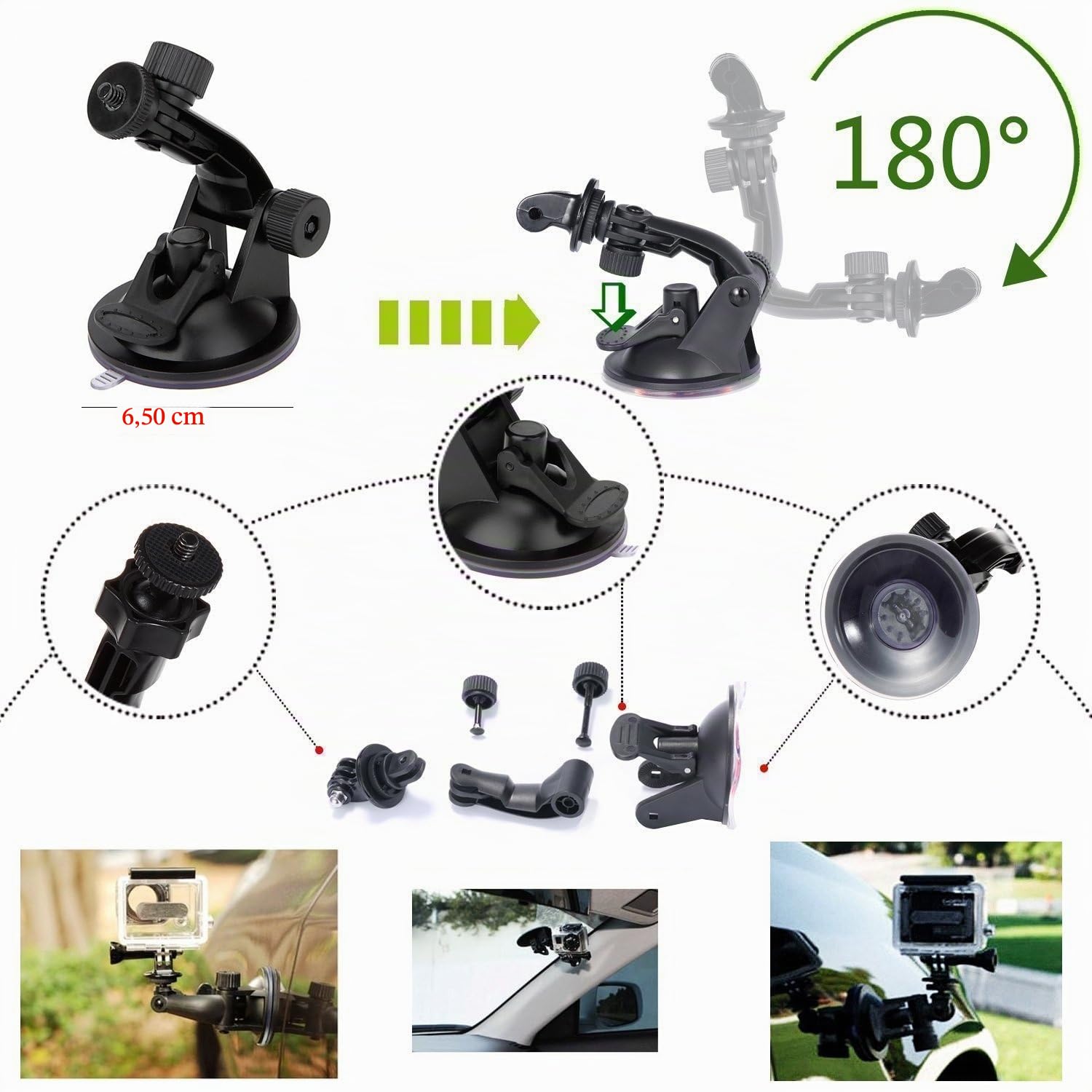 Kit d'Accessoires 5 en 1 pour Camera Action, Harnais Poitrine Fixation Bandeau, Perche à Selfie Compatible avec GoPro Hero 13 12 11/DJI Osmo Action 4 5 Pro/Pocket 3/AKASO EK7000/Apexcam