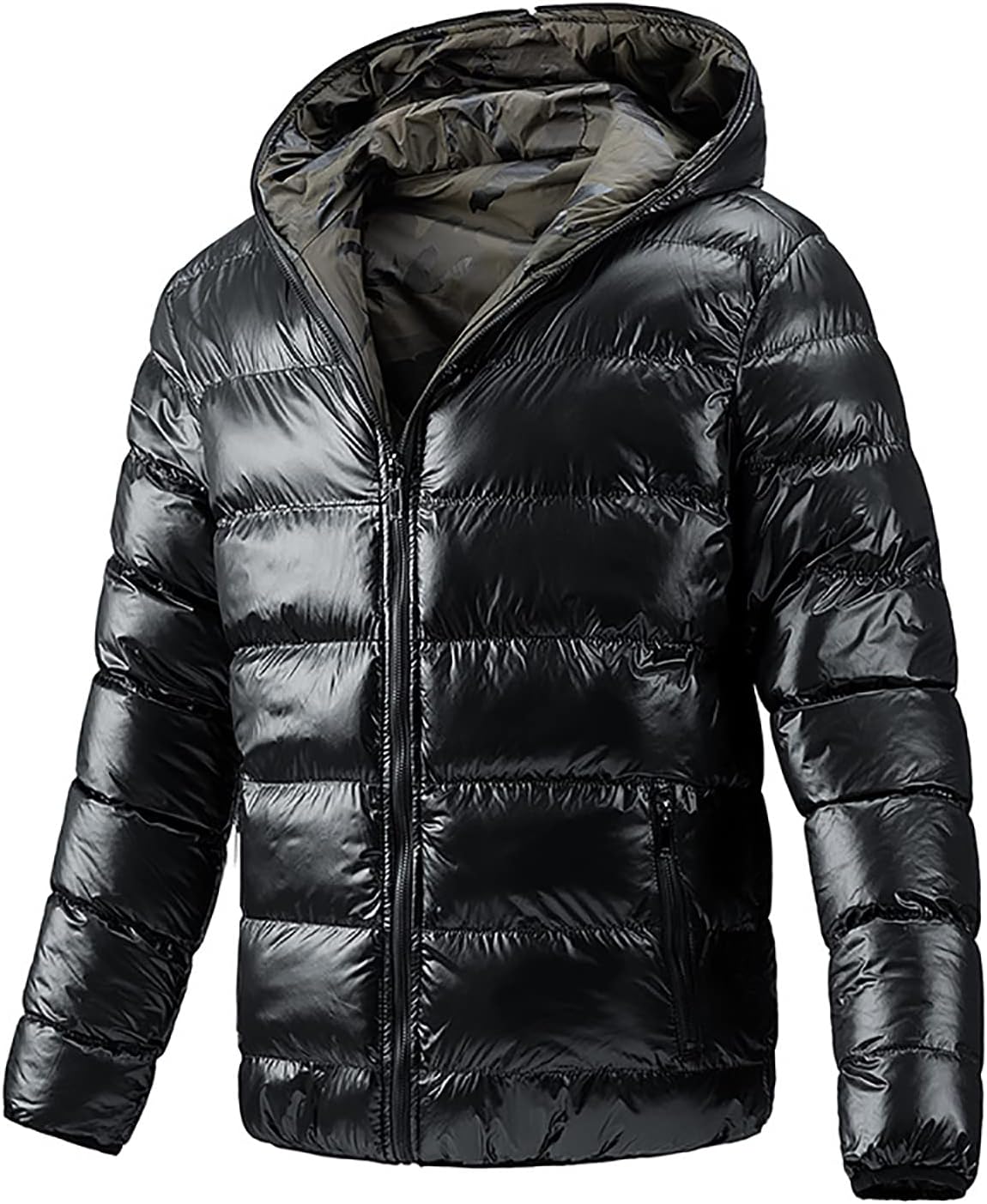 Winter Male Down Jacket Casual Loose Sleeve Zip Pocket Jacke Coat Men Warm Overcoat Cardigan Hooded Jacket