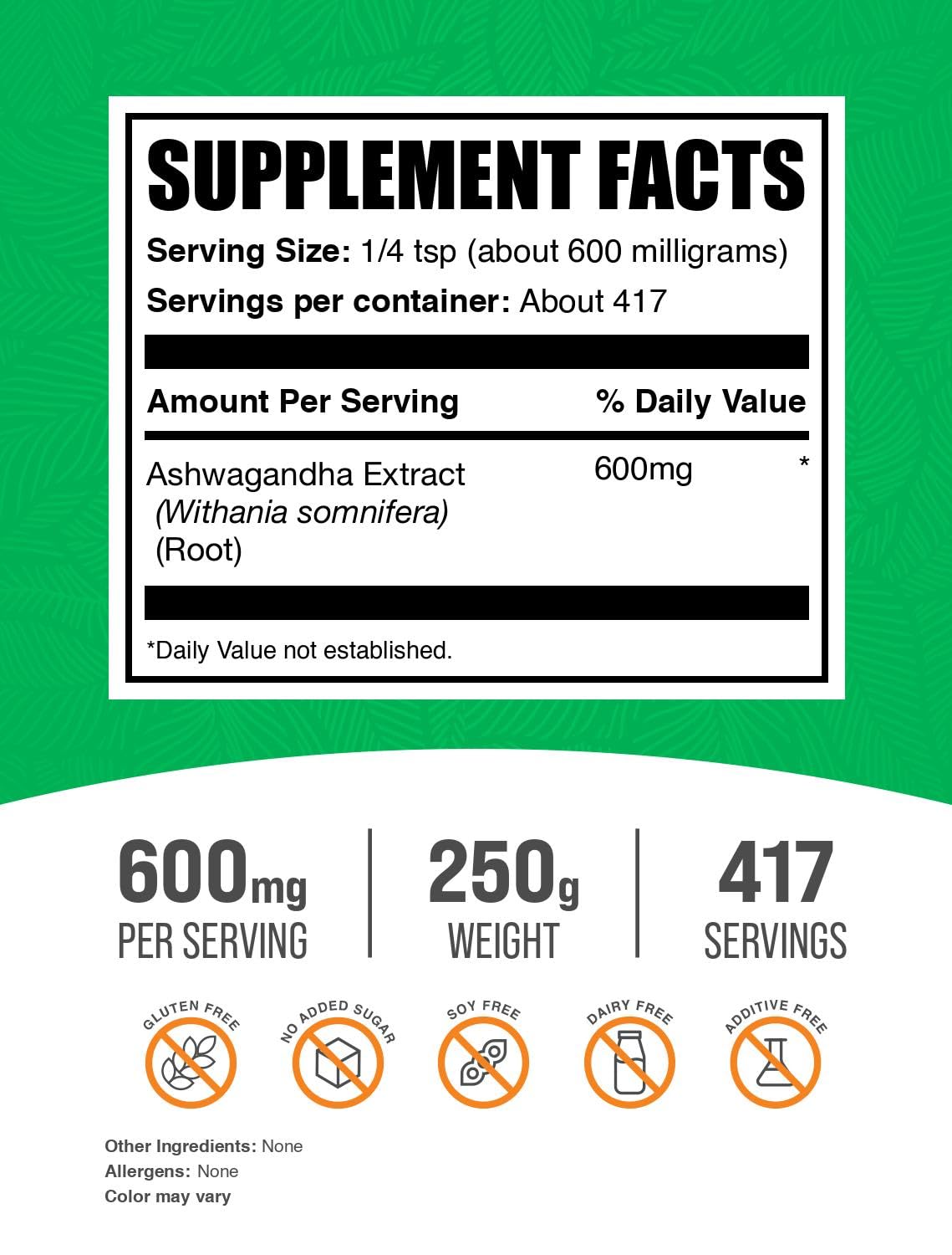 BulkSupplements.com Ashwagandha Extract Powder - 250g (Pack of 1) — Amazon image 2