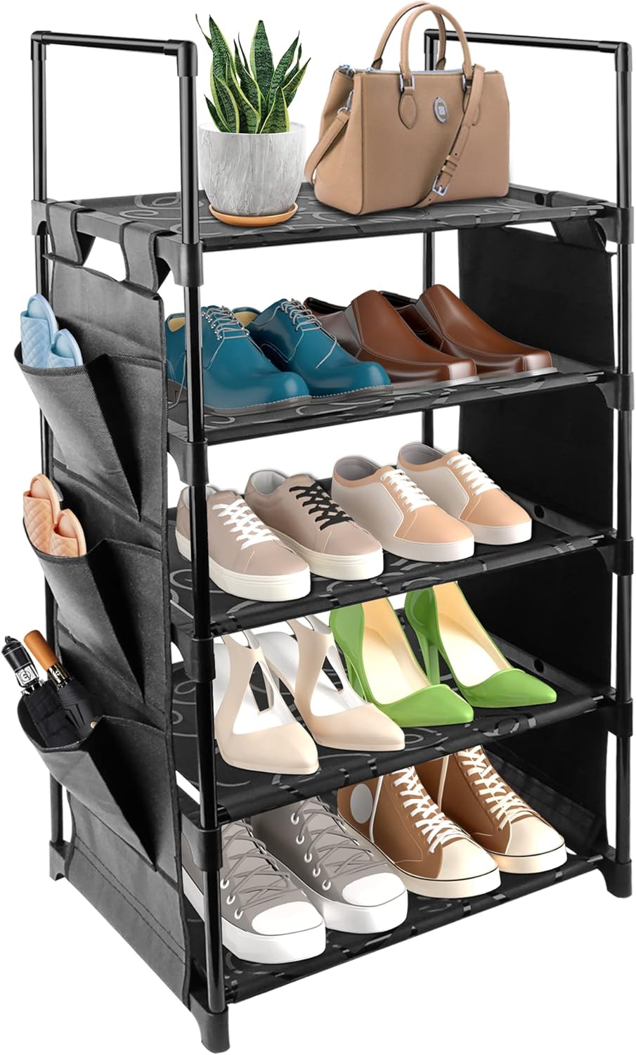 Amazon.com: Moweallarge Shoe Rack 17-22 Pairs Stackable 5-Tier Shoes ...
