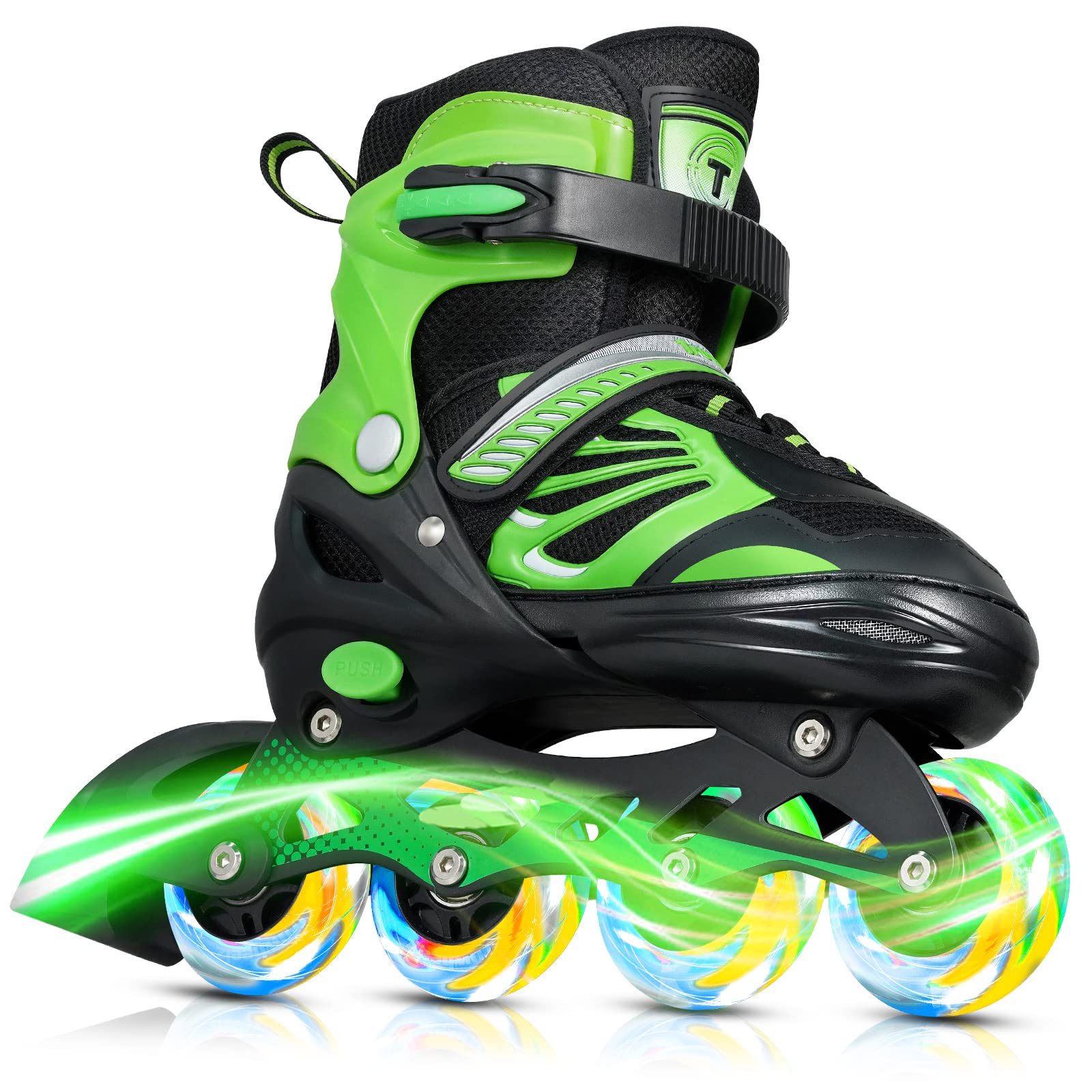 Black/Blue/Red Adjustable Inline Skates Boys Girls Kids Women Men Size,Light Up Adult Roller Blades Skates for Women Outdoor and Indoor
