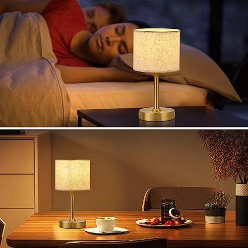 Miniatura 8 de Lámpara de mesa inalámbrica recargable portátil, lámpara táctil regulable con pilas, lámpara de noche ajustable en altura, luz ambiental para