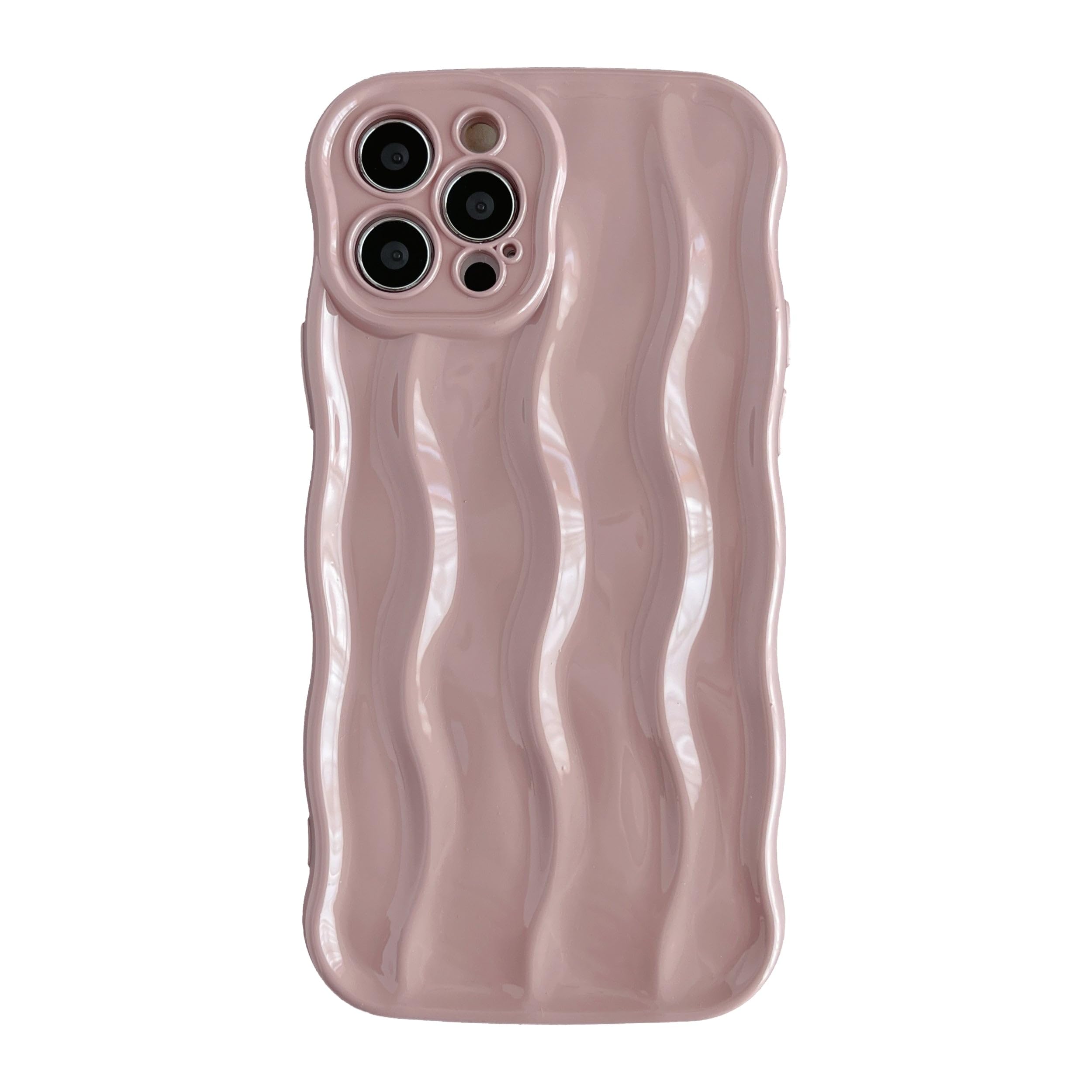 Caseative for iPhone 12 Pro Case,Water Ripple Pattern Curly Wave Frame Soft Phone Case (Pink)