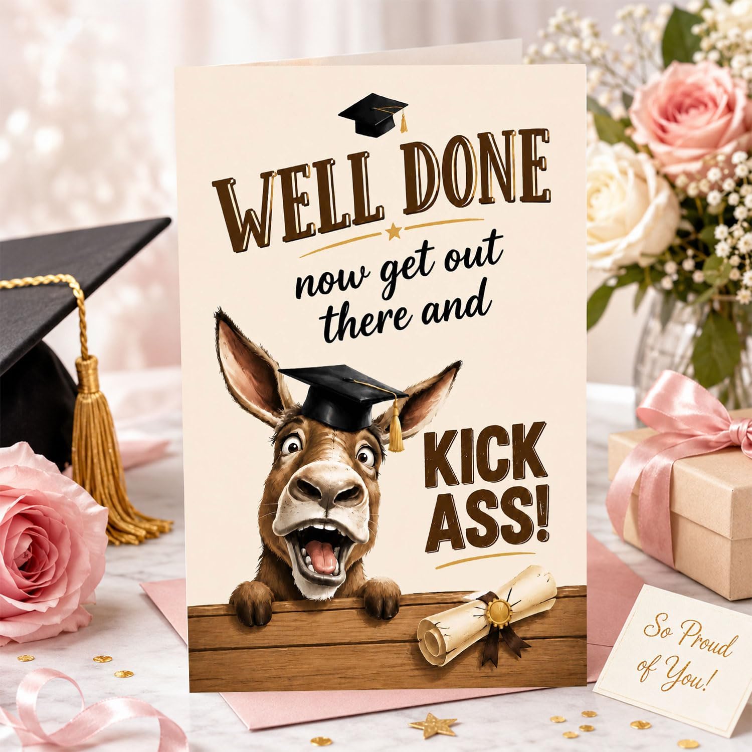 Funny Graduation Card Donkey Humor Congratulations Gift image 3
