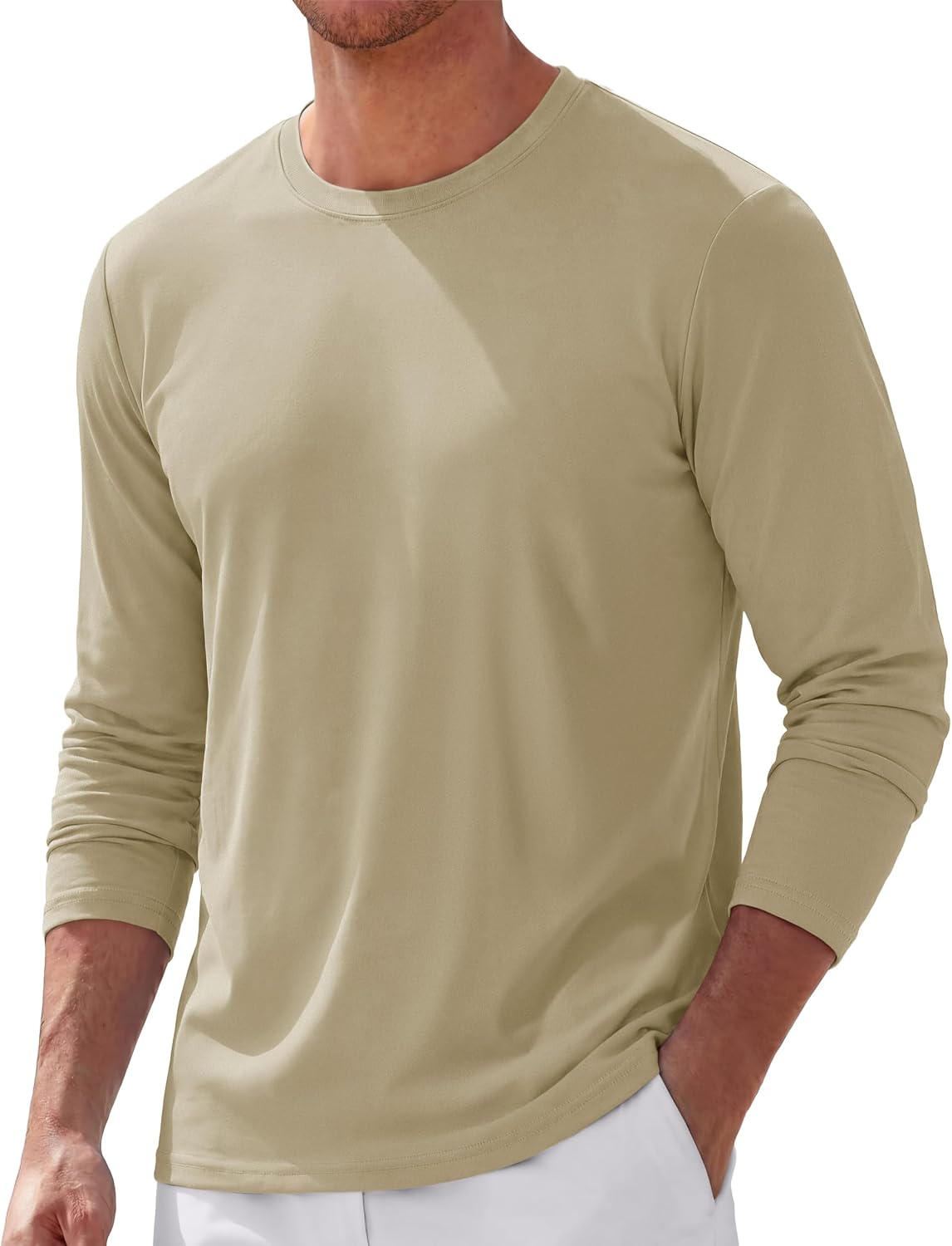 TACVASEN Men's Long Sleeve Cotton T-Shirt Crew Neck Moisture Wicking Basic Tee for Daily Wear