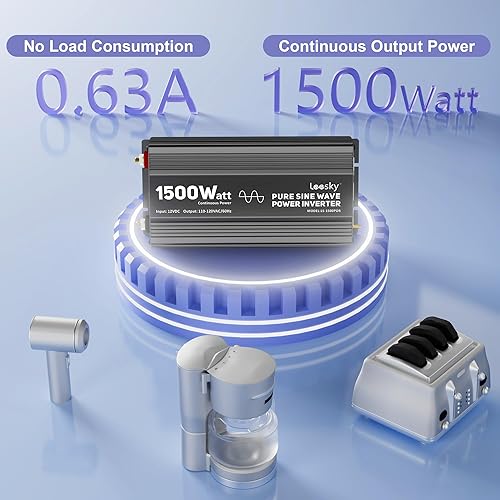 Miniatura 11 de Inversor de corriente de 3000 W, 3000 W, 12 V CC a 110 V, 120 V, inversor de CA para automóvil, energía solar al aire libre, hogar, RV, camión