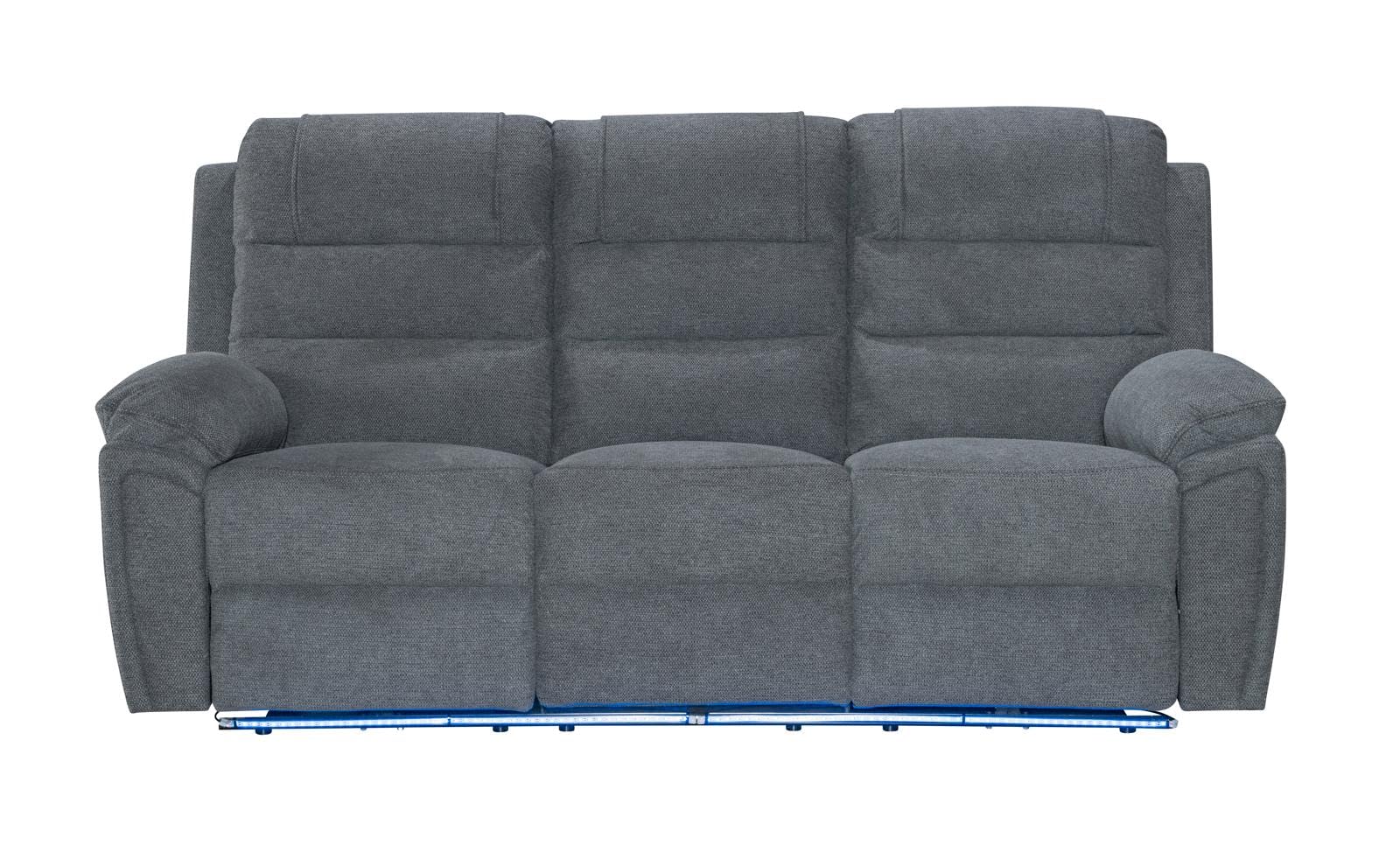 Venice Fabric Electric Recliner 3+2 Seater Sofa Set Grey - LED Lights -USB Charging Ports - 3 and 2 Seater Fabric Sofa (3 Seater)