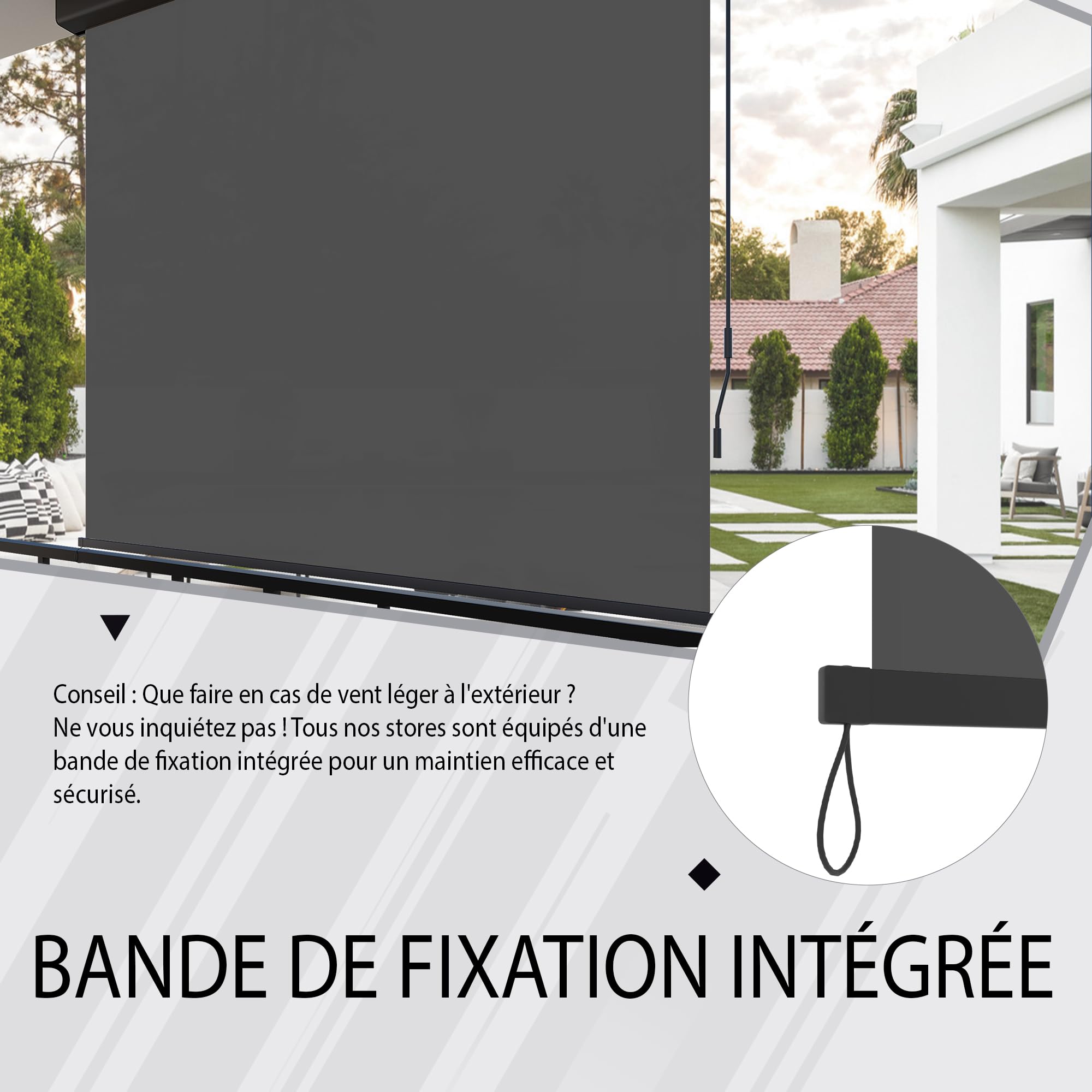 YODOLLA Store Vertical, Rétractable avec Coffre, Occultant Exterieur Fenetre, Auvent rétractable 160x250cm, pour Balcon, Terrasse, Jardin et Intérieur, Gris foncé