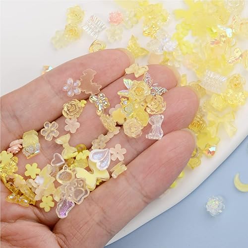 Miniatura 5 de editTime 100 dijes 3D para arte de uñas de resina margarita rosa mariposa lazo luna corazón oso para manicura manualidades joyería accesorios de