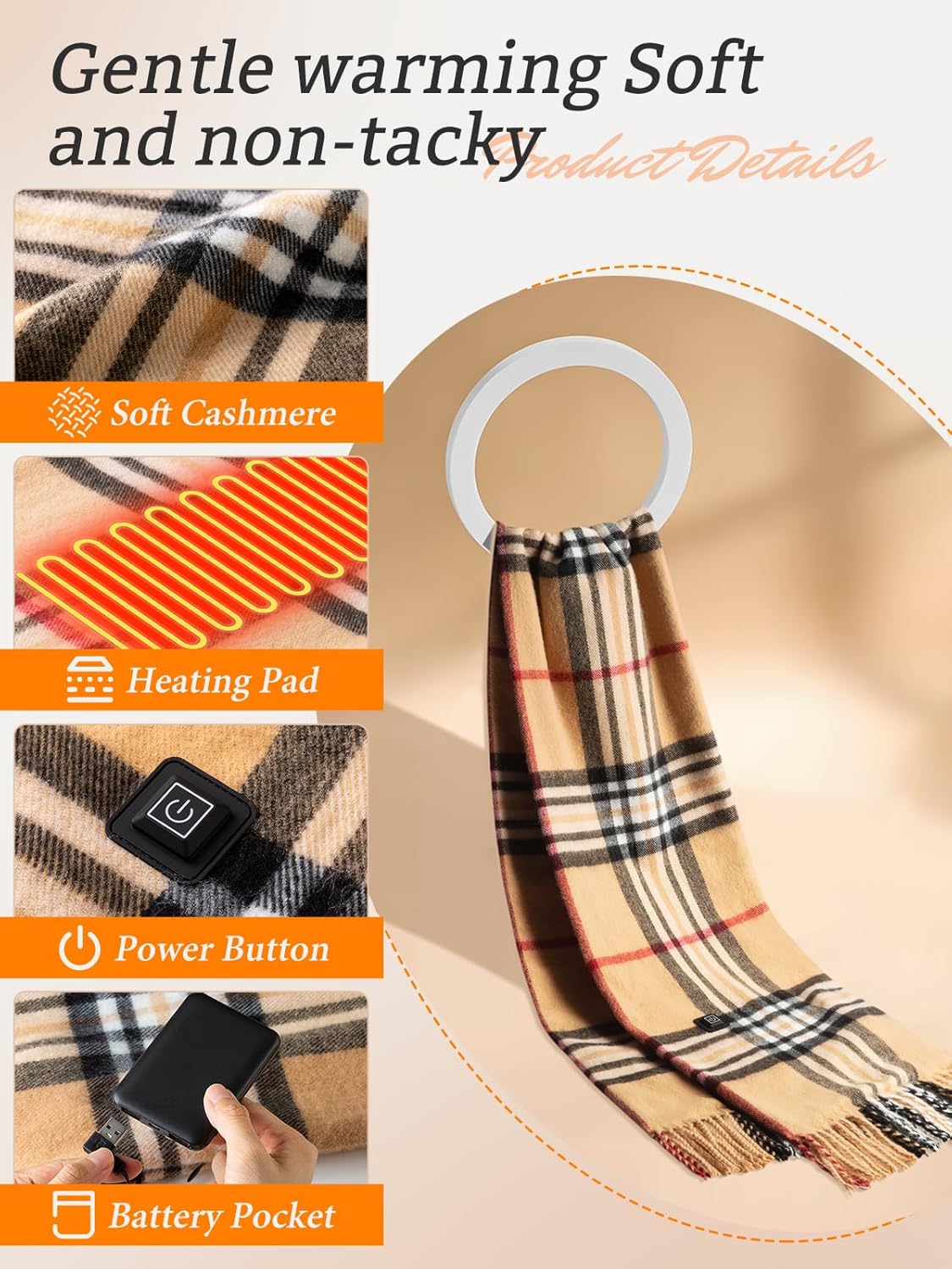 Eventek Heated Scarf for Women/Men, Electric Heating Scarf with 5500mAh Battery, Up to 8 Hours of Warmth Heater for Winter - Image 6