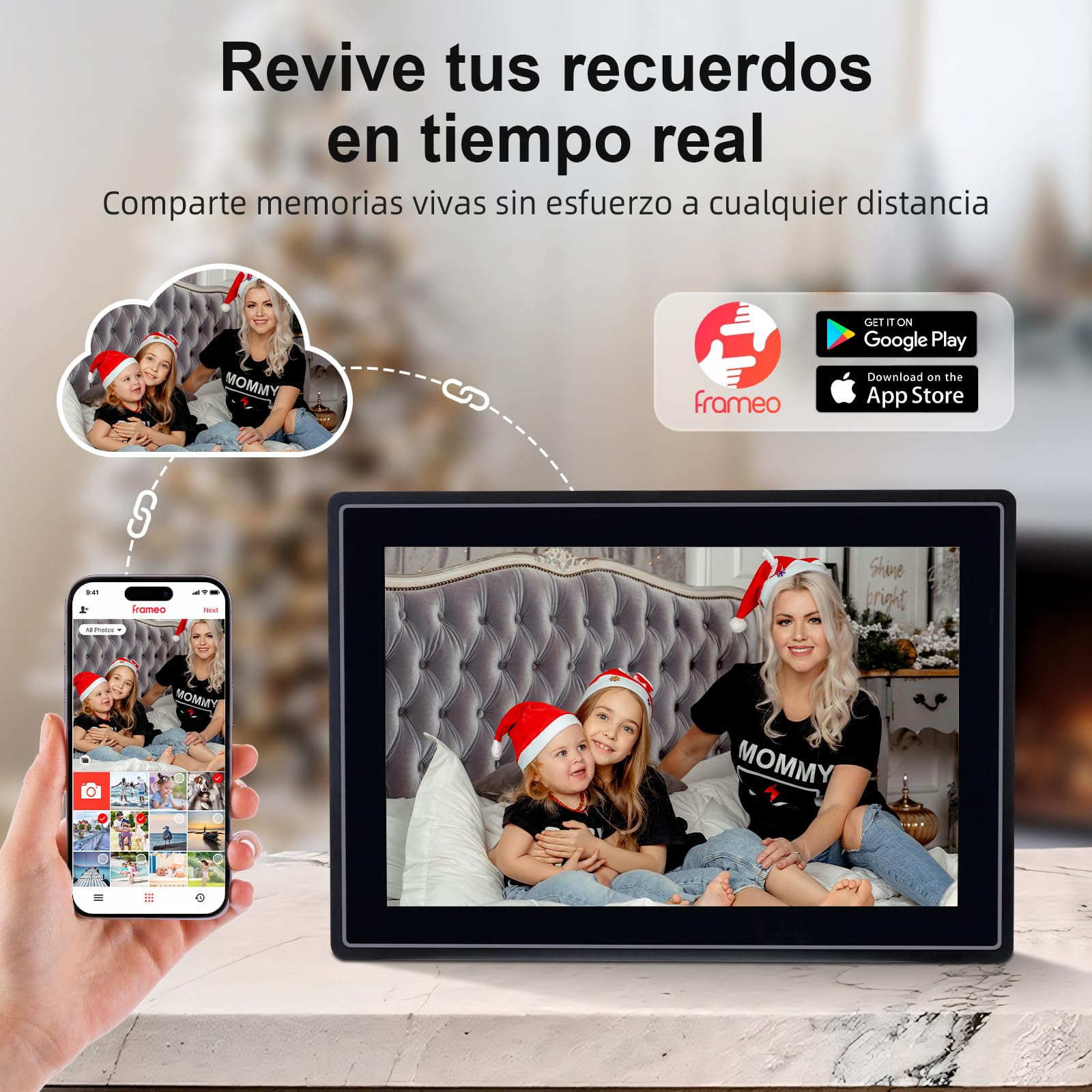 Rollei Smart Frame WiFi 100 en Negro. Marco de Fotos Digital de 10.1 Pulgadas con función WiFi para Reproducir Tus Fotos y vídeos con Sonido