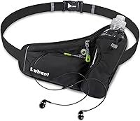Labeol Waterproof Hydration Fanny Pack Belt with Water Bottle Holder - Adjustable Waist Pack for Running, Hiking, Cycling, Black