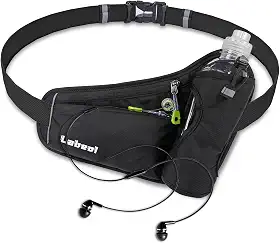 Labeol Cinto de hidratação para garrafa de água corrente com suporte para garrafa de água, pochete refletiva ajustável com suporte de garrafa, compatível com cinto de telefone e corrida ao ar livre,