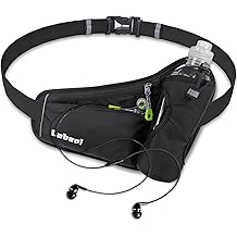 Labeol Waist Pack, Waterproof Hydration Belt with Water Bottle Holder, Adjustable Fanny Pack for Running, Hiking, Walking, Cycling, Black