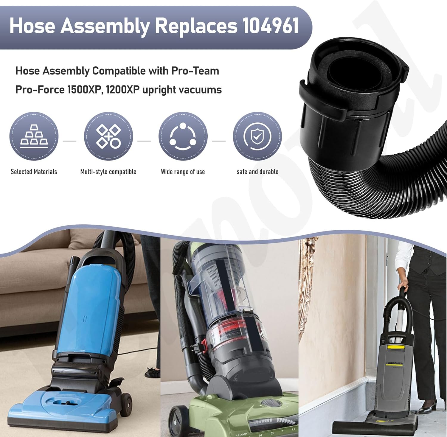 104961 Hose Assembly/Vacuum Cleaner Hose Compatible with Pro-Team 1200XP 1500XP 1500 15XP Upright Vacuum, Excellent ductility